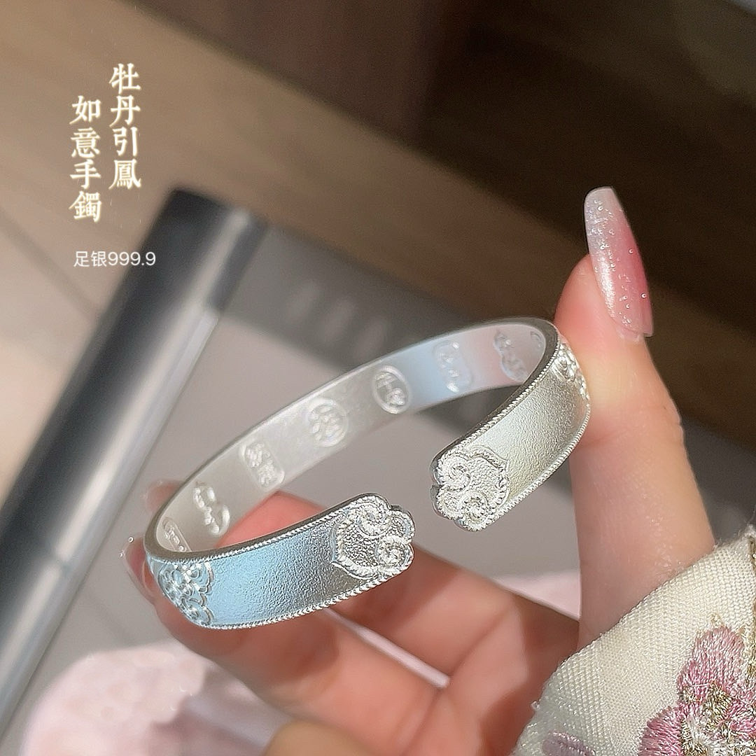 胜银足银999.9古法开口手镯