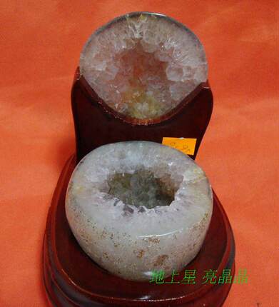 天然水晶玛瑙聚宝盆摆件 玛瑙洞大洞圆 晶体大 原汁原味