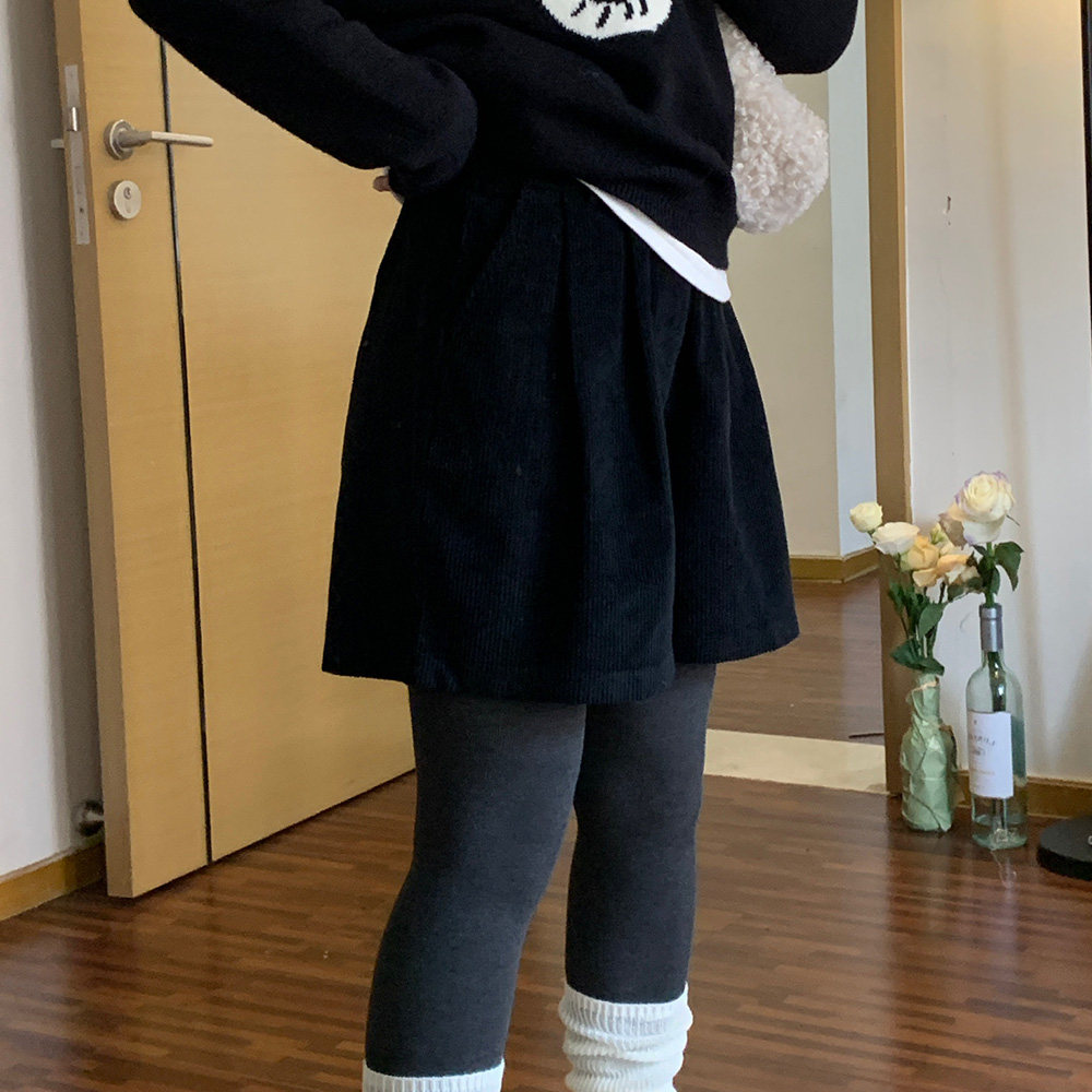 Omang桃喜 复古灯芯绒短裤女秋冬高腰宽松半松紧腰A字阔腿四分裤,女装/女士精品,休闲裤,淘宝优惠券,粉丝福利购,淘宝优惠卷