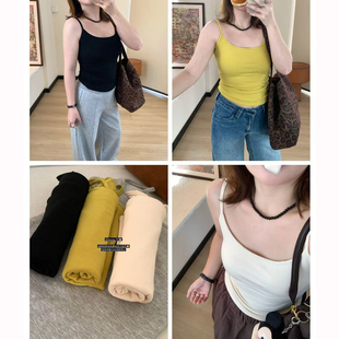 Omang桃喜 带胸垫可拆卸内搭吊带背心女秋显瘦遮副乳打底美背上衣