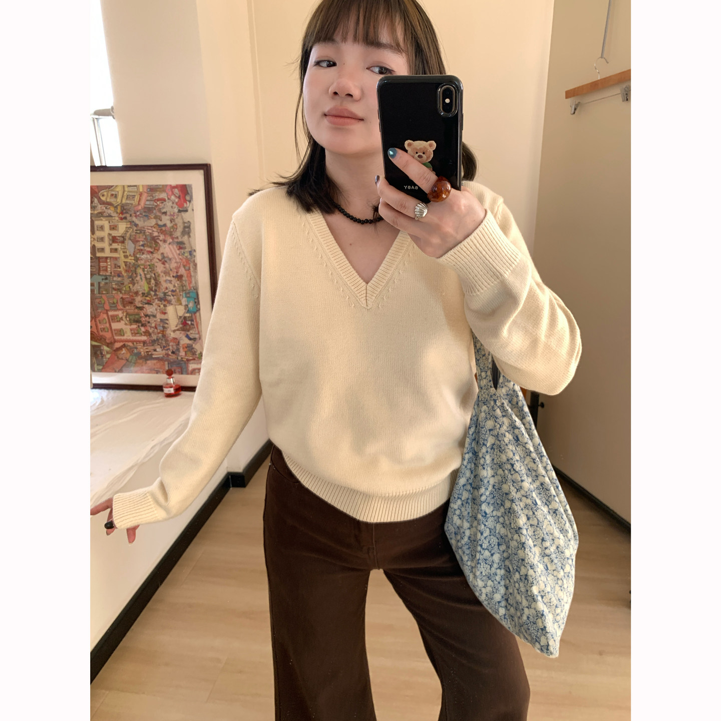 Omang桃喜 V领显瘦慵懒感毛衣女2026春季新款宽松百搭针织上衣,女装/女士精品,毛针织衫,淘宝优惠券,粉丝福利购,淘宝优惠卷