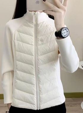 QYG秋冬款轻薄棉服女内胆瑜伽立领秋版修身时尚保暖拼接厚外套女