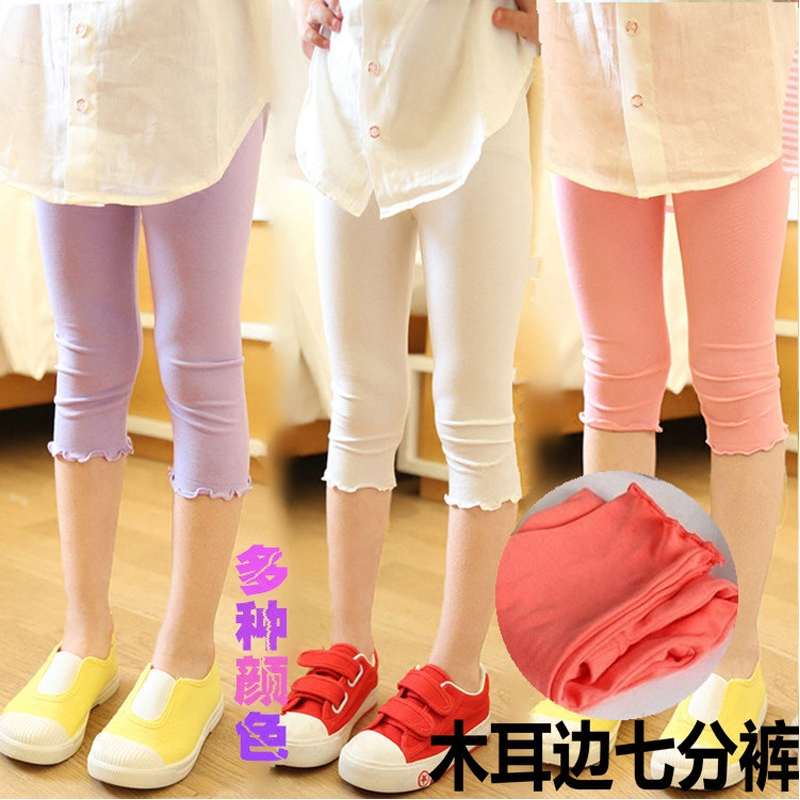 冰丝格纹女宝宝外穿薄款打底裤