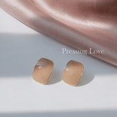 Pressing Love秋冬气质耳环棕色美拉德风网红耳饰新潮纯银针耳坠