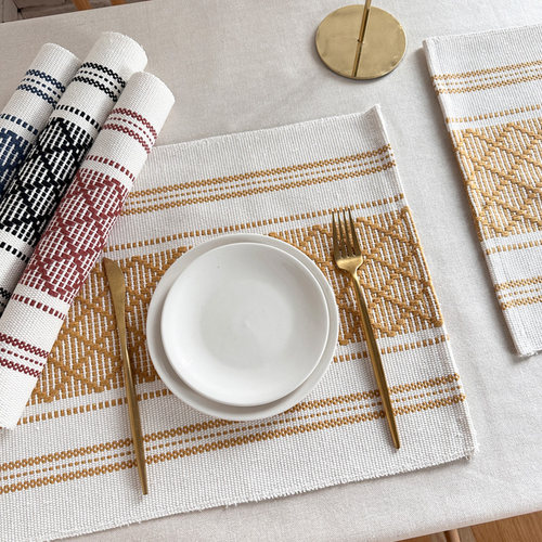 轻奢复古民族风编织西餐桌垫