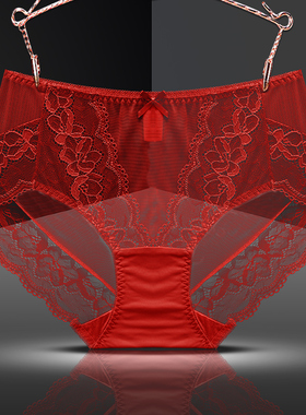 三条装603外贸单标准蕾丝边网纱蕾丝性感女士三角内裤女提臀大码