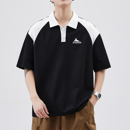 拼色刺绣丝光珠地棉休闲polo衫夏