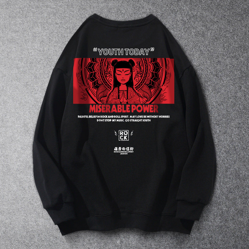 痛仰乐队外套哪吒卡通印花长袖秋冬加绒保暖宽松情侣国潮卫衣男潮