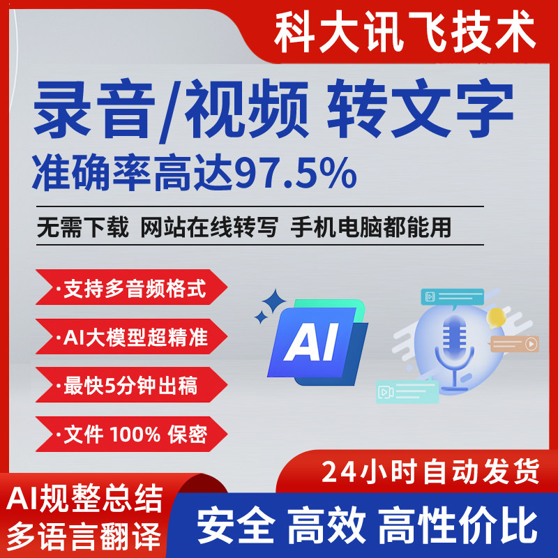 讯飞技术录音转文字视频转文字音频语音转文字听见懒猫爱云转写图片