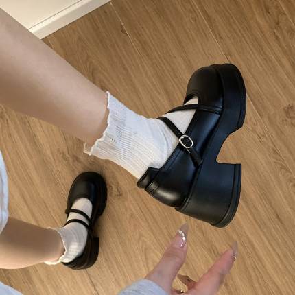 小个子厚底增高jk小皮鞋女2026春夏新款浅口高跟法式玛丽珍女单鞋