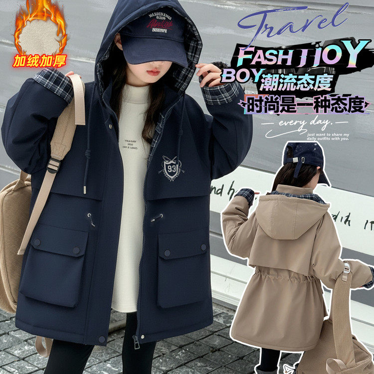 连帽(不可脱卸)聚酯纤维B类保暖女棉袄/棉服