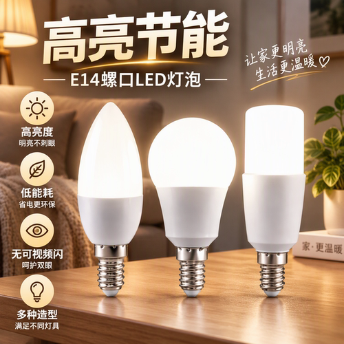 E14小螺口220V白光超亮5W10W灯泡
