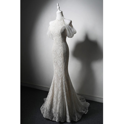 迎宾仪式拖尾主婚纱敬酒晚礼服