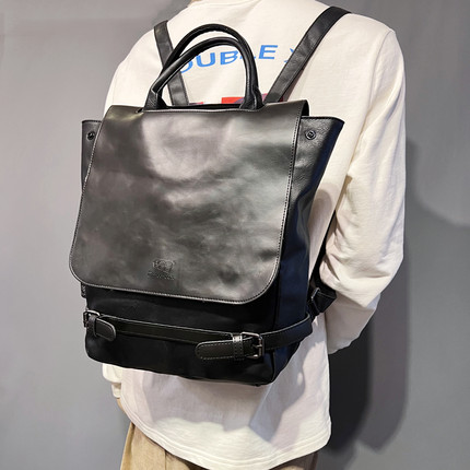 threebox韩版时尚男背包商务复古手提双肩包潮流简约电脑笔记本包