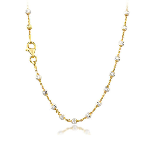 意大利工艺分色镭射弯刀珠链星月十字南瓜珠项链毛衣链翡翠银配链