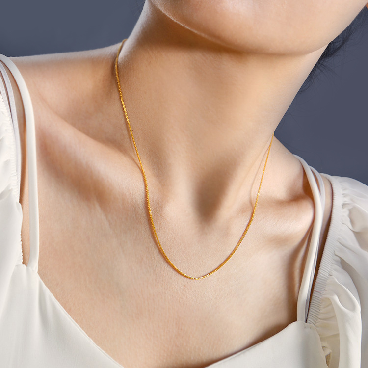 18k素金项链au750纯金45cm百搭