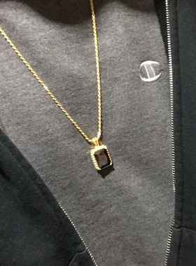 s925纯银项链镀玫瑰金加长玉石