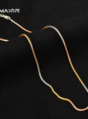 女s925银狐肖邦三色金中长款项链