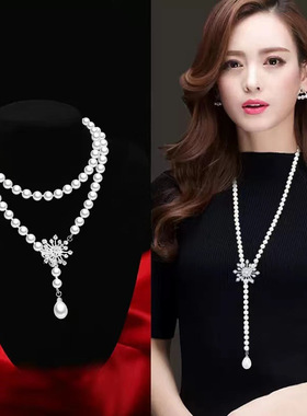 项链饰品女小众设计感锁骨链百搭珍珠项链配饰新品不掉色毛衣链