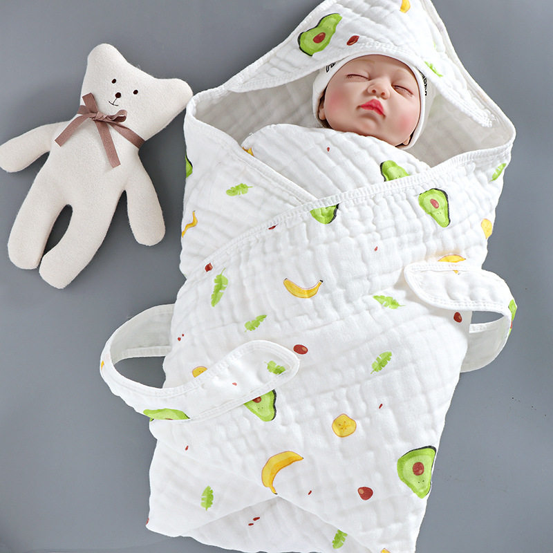 6层纱布抱被初生婴儿春秋新生儿产房包被夏季柔软抱毯连帽浴巾