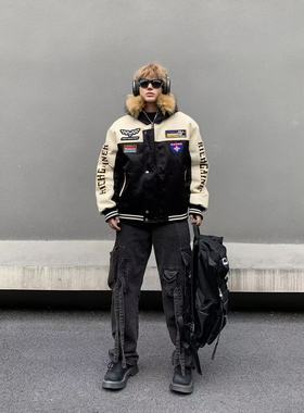 Rich Gainer北美赛车重工刺绣连帽棉服时尚通勤百搭潮流休闲街头