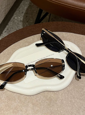 复古小棕镜2025新款猫眼墨镜女款防紫外线UV400茶色太阳镜高级感