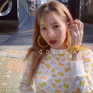 吃金acc韩国泫雅风彩色荧光色亚克力超大夸张耳圈街头蹦迪耳环女