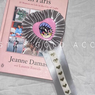 原创小众设计卡通眼睛徽章胸针案爱心别针包包配饰缎带胸花女