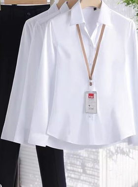 V领职业白色衬衫女长袖2025秋季工装衬衣女酒店前台接待工作服