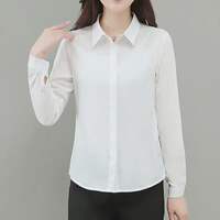 Black, thickened and fleece shirts for women as a base layer, long-sleeved, elegant, slimming and versatile shirt work clothes thumbnail 5