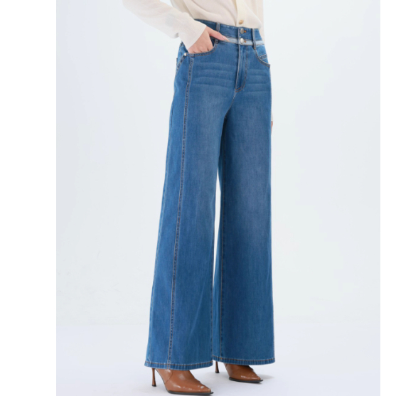 阿玛施2026春高腰阔腿牛仔裤女装
