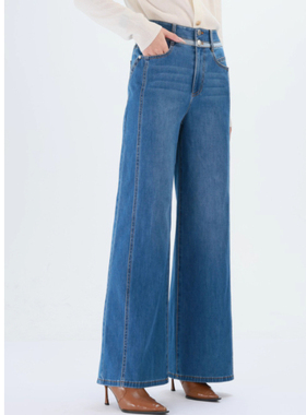 阿玛施女装商场同款2026春款时尚休闲高腰直筒牛仔裤阔腿裤110043