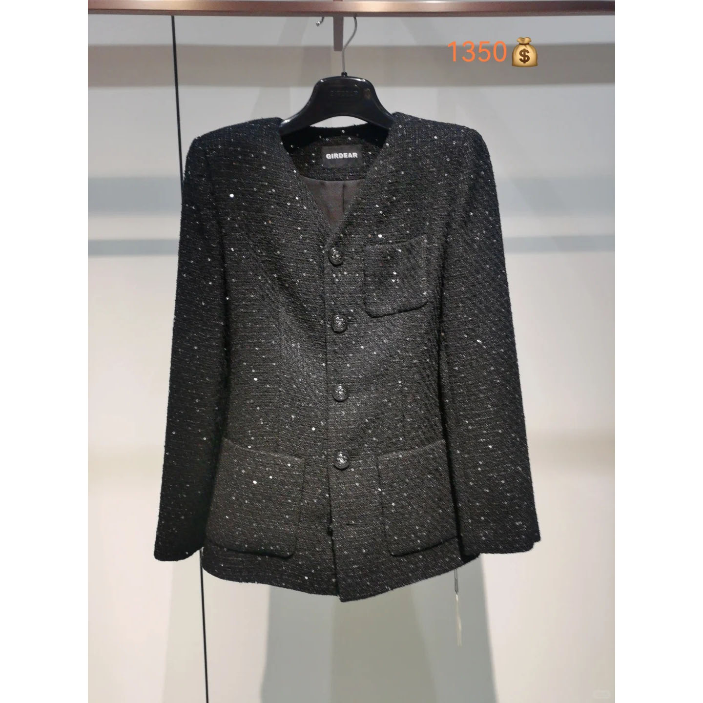 阿玛施秋冬亮片小香风开衫女装