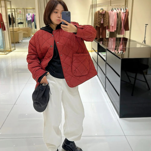 时尚百搭极简风新雪丽棉服外套女