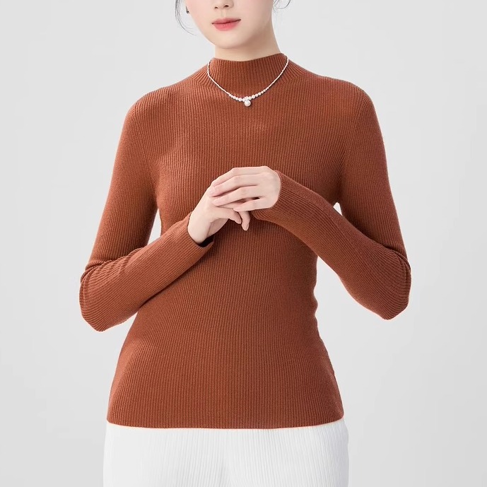 阿玛施半高领羊毛针织打底衫毛衣