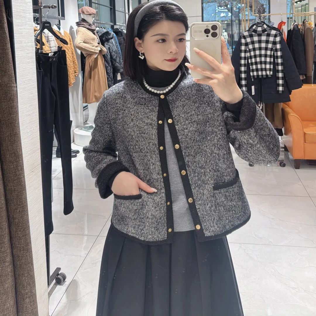 阿玛施2025秋冬小香风短外套女装