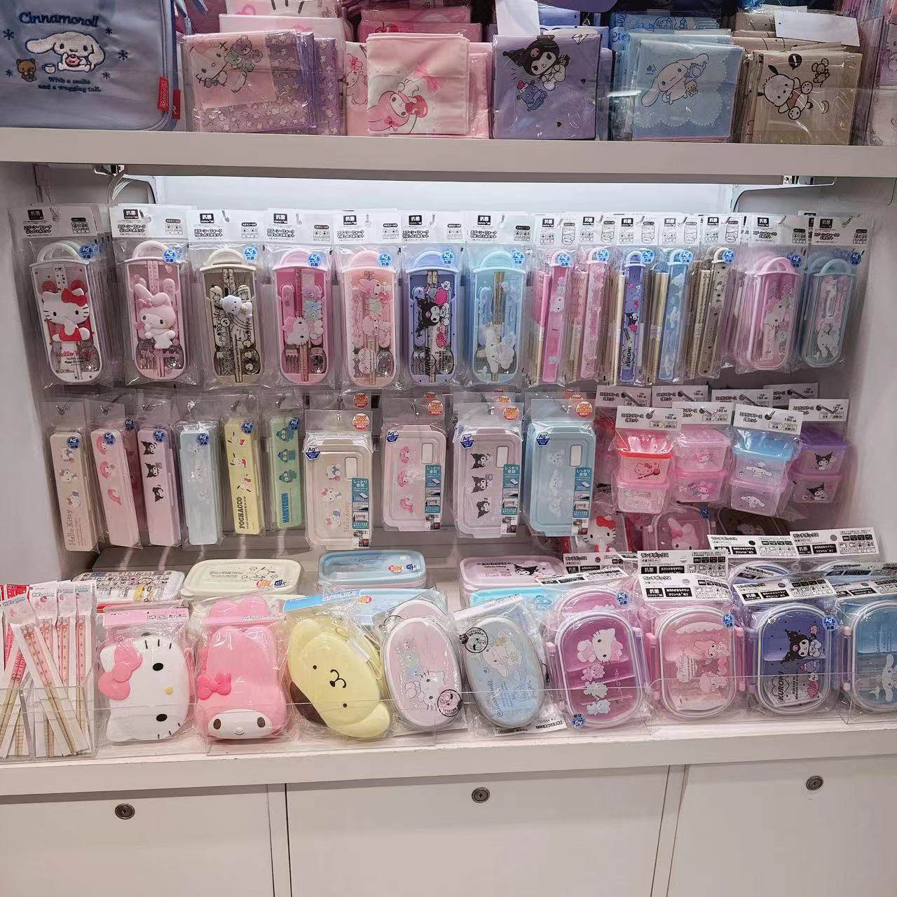 日本三丽鸥Sanrio正品抗菌可爱动漫餐盒叉子勺子筷子美乐蒂凯蒂猫