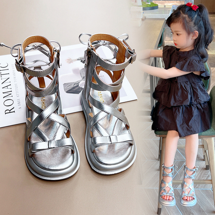 西瓜西女童凉鞋童鞋2024夏季新款宝宝小女孩公主儿童罗马凉鞋子潮