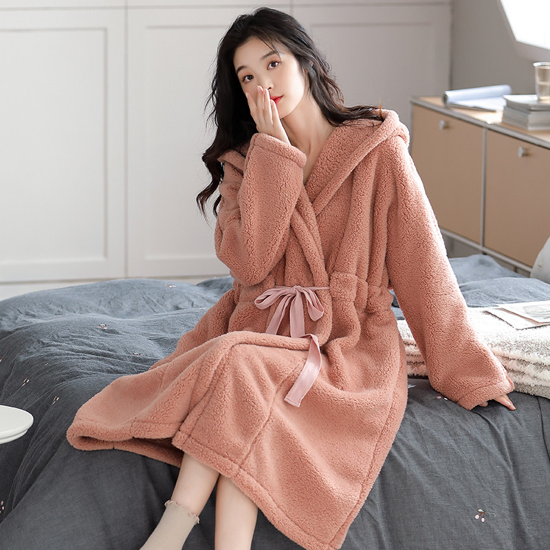 睡衣女士秋冬季加厚加绒法兰绒2025年新款睡袍浴袍秋冬款家居服