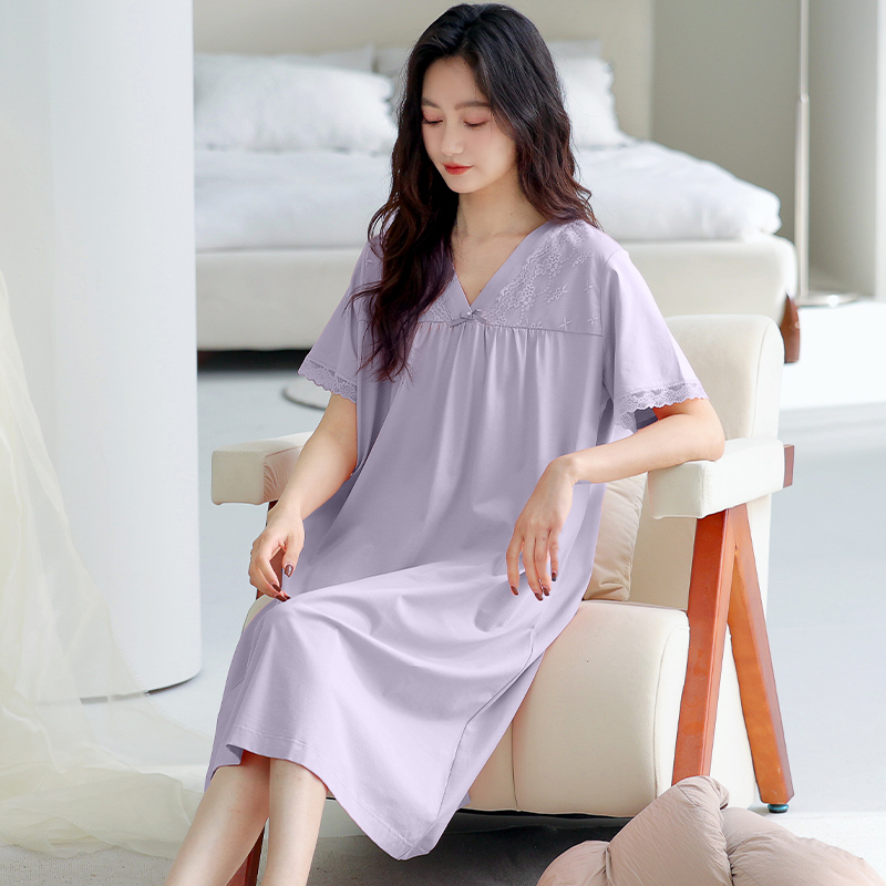 睡衣女夏季纯棉短袖2025新款妈妈款夏天孕妇夏款高级感时尚连衣裙