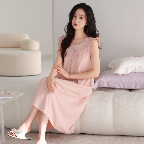 2026新款带胸垫睡裙女士夏季纯棉薄款睡衣夏天公主风可外穿家居服