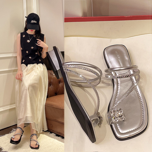 法式低跟套趾凉拖鞋女夏外穿凉鞋