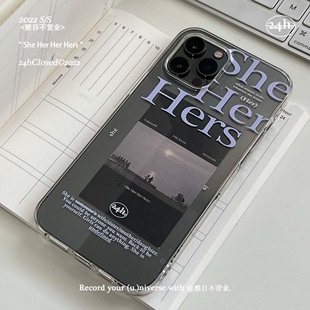 整日不营业原创「sheherherhers」ins透明适用于苹果iPhone17promax手机壳全包16pro硅胶女性励志保护套软壳