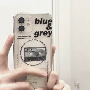 整日不营业原创「Blue&Grey」日韩ins风透明适用于苹果iPhone17promax生日手机壳全包16promax保护套简约软壳