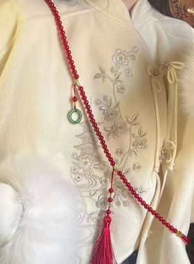 斜挎链项链女百搭古风旗袍毛