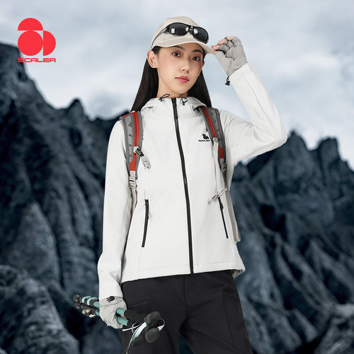 SCALER思凯乐户外软壳衣男女防风加绒冲锋衣内胆登山服徒步外套