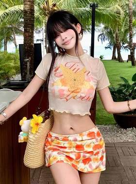 新款性感分体泳衣遮肚泡温泉泳装
