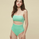 泳衣女新款 青绿色三角连体镂空性感保守显瘦小胸学生沙滩温泉泳装