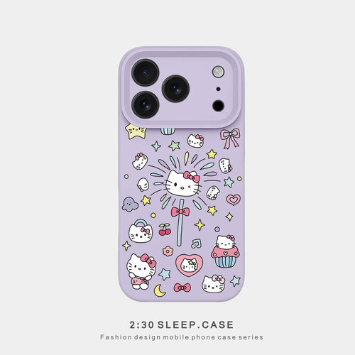 可爱kt适用苹果17PROMAX手机壳iPhone15新款淡雅紫肤感液态硅胶软壳16Plus精孔17Air防摔14pro全包12保护套13