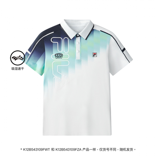 斐乐男中大童网球系列短袖POLO衫